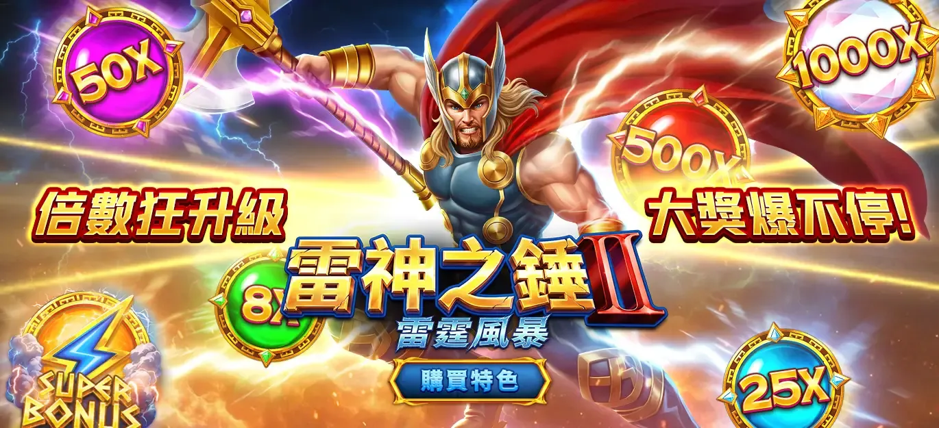 RSG電子《雷神之錘 II 雷霆風暴》介紹：最大25,000X與隨處支付機制解析（RK娛樂城攻略）